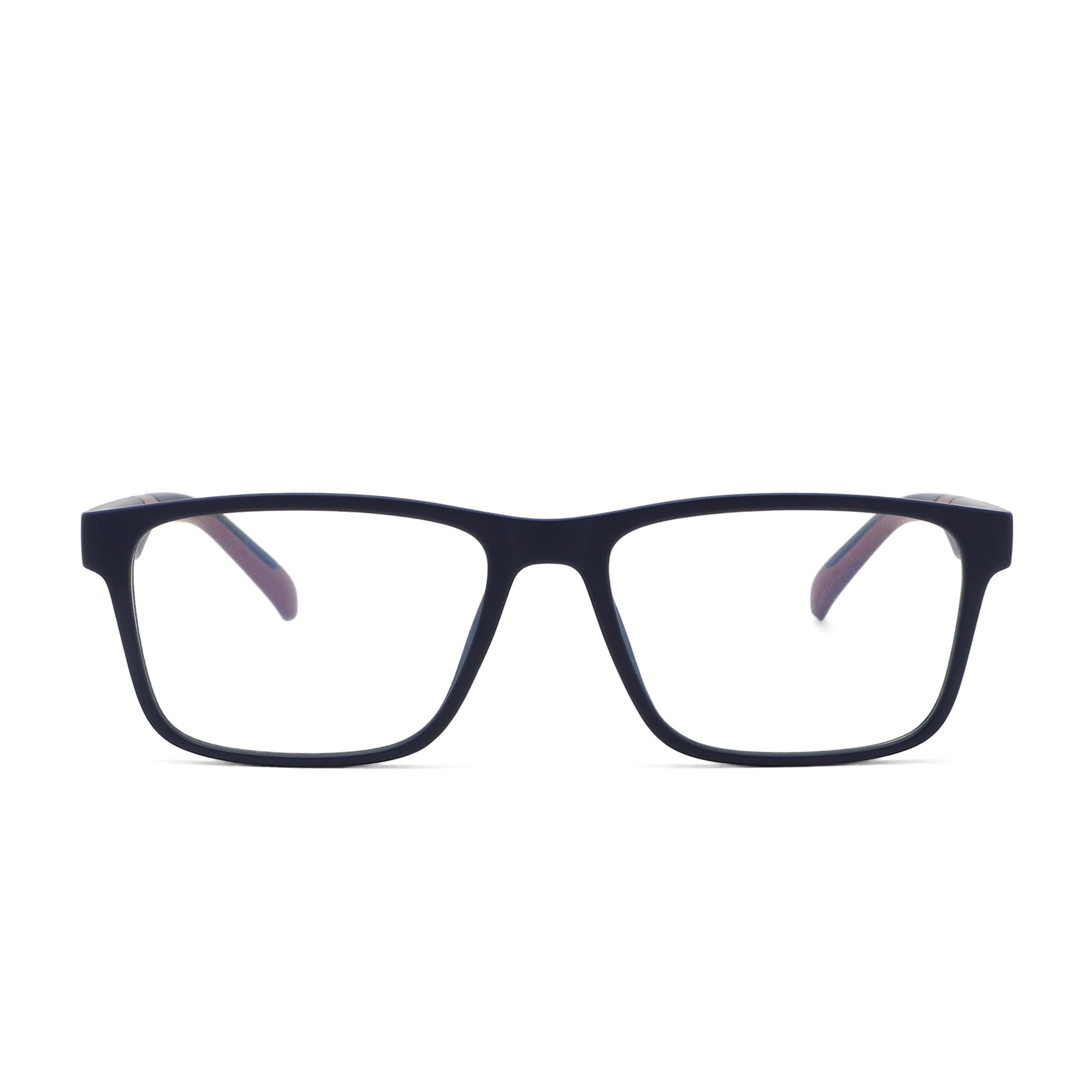 Intellilens | Zero Power Blue Cut Computer Glasses | Anti Glare, Lightweight & Blocks Harmful Rays | UV Protection Specs | For Men & Women | Matte Black & Red | Square | Medium