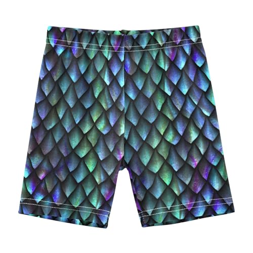 JHKKU Girls Dragon Scale Shorts Cotton Cartwheel Bike Kids Biker Under Dress Dance Short Girl Clothes 5T