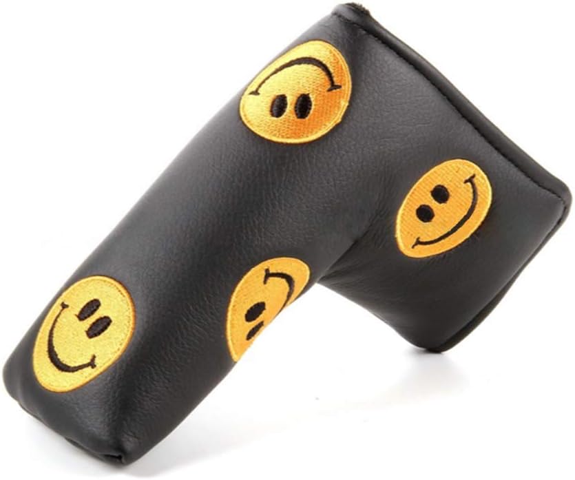 TOHMLAPE FLTRADE Smile Face LIMITED EDITION Golf Blade Putter Covers Head cover for Scotty Cameron Odyssey Callaway Taylormade Titleist Ping Mizuno Cobra,Black/yellow