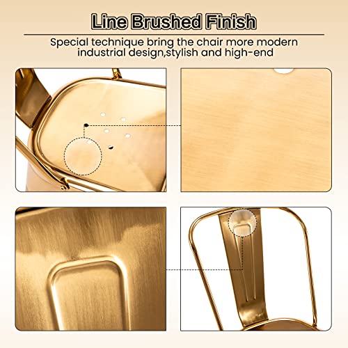Mfd Living 18 Inch Metal Dining Chair, Indoor Outdoor Patio Chair With Rustless, Stackable Chair For Restaurant Dining Room Chair Set Of 4 (Gold) #TOP1
