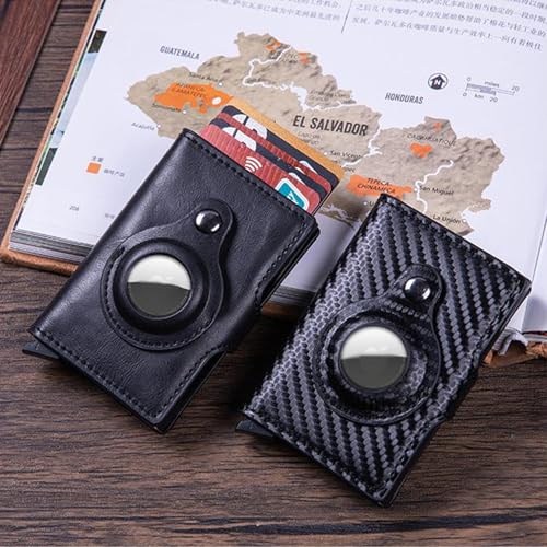 Minimalist Airtag Wallet for Men，Men's Credit Card Holder for Air Tag，Ultra-thin Carbon Fiber Men's Wallet with RFID Blocking Large Capacity Money Clip2