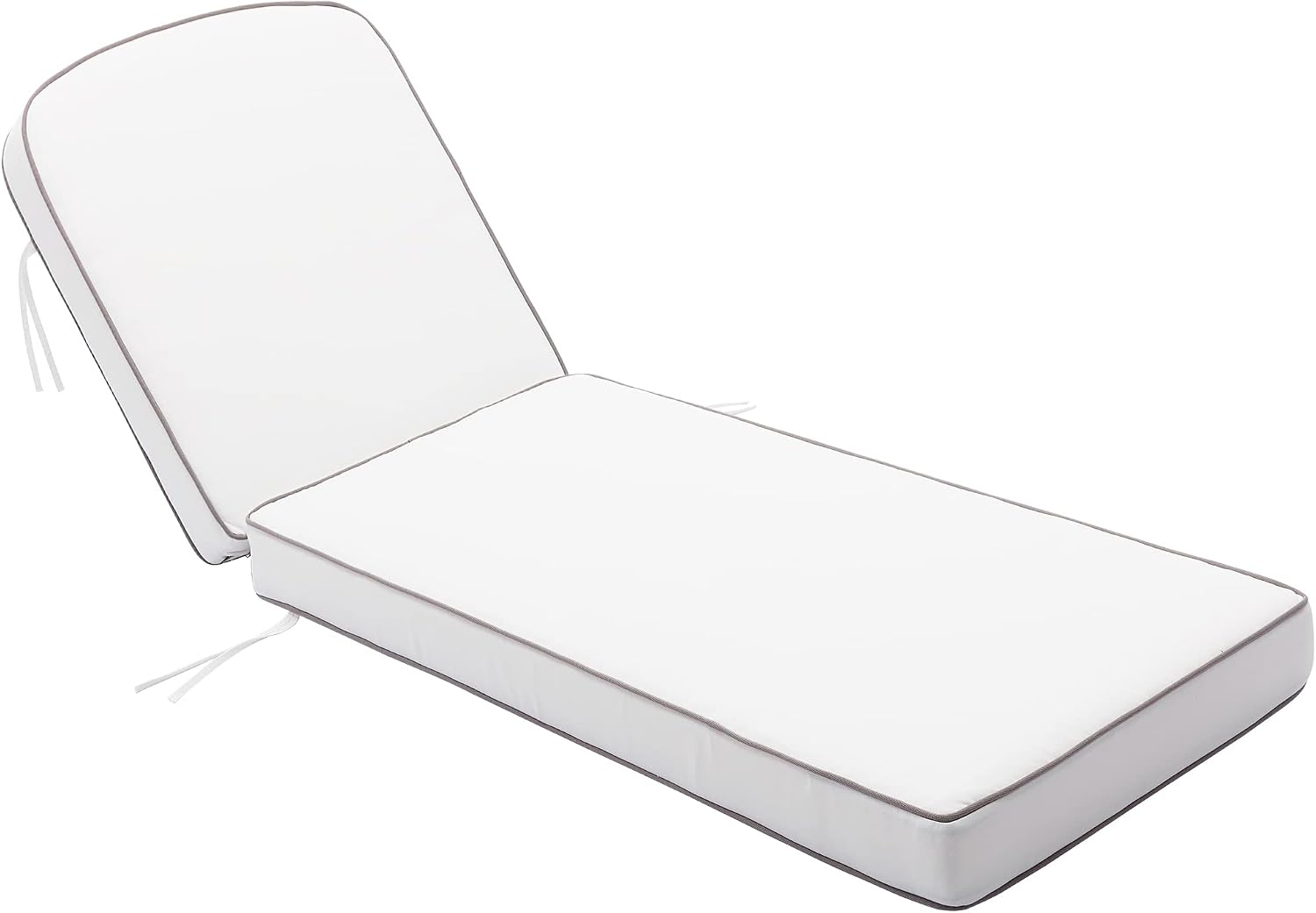 KINWELL 2-Pack Extra Thick 5-Inch Outdoor Chaise Lounge Cushions, 100% Polyester Waterproof Thick Lounger Pad, UV & Fade-Resistant Patio Furniture Seat Back Pad, 23'' W x 75''L x 5”H, White