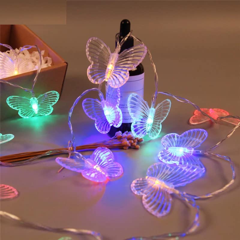 Image of KharidoLive 20 LED Butterfly Decorative Fairy String Lights for Home Decoration (4 Meter Long, Multicolor, Steady Lights, 2 Pin Plug)