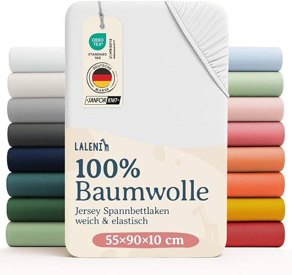 Laleni Drap Housse Coton pour Cododo et Lit d'Appoint 55x90 cm