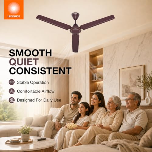 Image of LEDVANCE Windy Ceiling Fan 1200mm | 400 RPM Speed | Low Power Consumption | Higher Air Delivery | BEE Star Rated | Heavy Motor | Suitable for Room, Schools & Offices | 2 Year Warranty - Brown