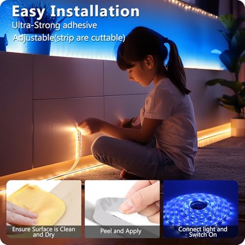 DAYBETTER LED Strip Lights 110ft, Smart Lighting Strips with App Remote Control, RGB Music Sync Color Changing Lights for Bedroom Kitchen Party Home Decor Luces led para cuarto (1 Roll) - 3