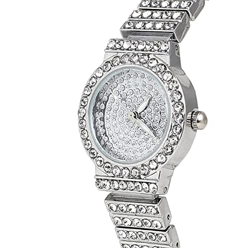 Image of Haute Sauce Women's Embellished Analog Dial with Stainless Steel Strap | Battery Power | Foldover Closure | Quartz Movement | Fashion Wrist Belt Watch for Female and Girls