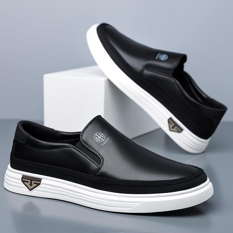 Image of Trsorini Mens Casual Shoes Soft Comfortable Flat Lightweight Moccasin Classic Breathable Leather Men's Shoes