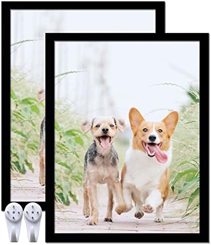 icariery Black 8.5 x 11 Picture Frame Set of 2, High Transparent Picture Frames for 8.5x11 Photo Canvas Collage Poster Certificate Wall Gallery Horizontal Vertical 8.5 By 11