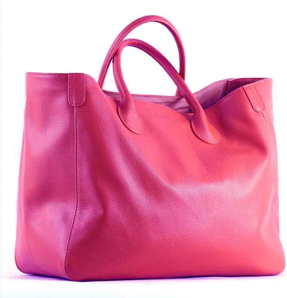 Oversize Tote Bag for Women Genuine Leather Handbags and Purses Cowhide Brown Large Shopper Bag Female Travel Handbag (about 41cm-21cm-34cm,Hot Pink) Oversize Tote Bag for Women Genuine Leather Handbags and Purses Cowhide Brown Large Shopper Bag Female Travel Handbag (about 41cm-21cm-34cm,Hot Pink)