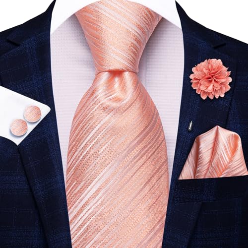 Image of Hi-Tie Men's Silk Ties Formal Woven Classic Necktie Pocket Square Cufflinks Lapel Pin Set Wedding Business