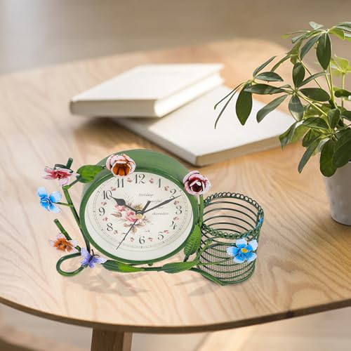 Reloj silencioso vintage de sobremesa con esfera de vidrio y hierro forjado 7