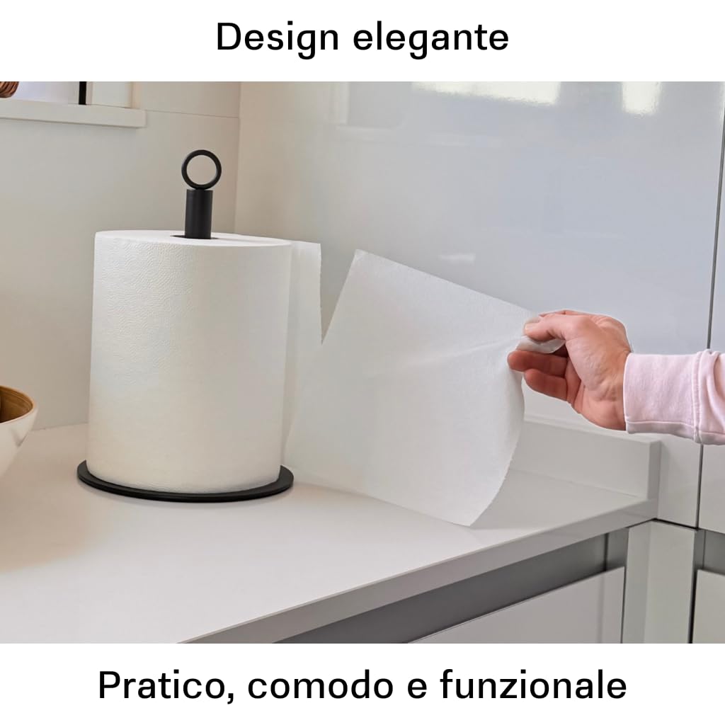 Porta Scottex Cucina e Porta Rotolo Industriale, Portarotolo per Rotoloni di Carta Grandi 20,5 cm, Supporto da Appoggio per Piano di Lavoro, Dispenser Carta Cucina Robusto, Portascottex