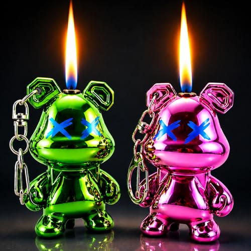 Encendedores de antorcha 2 pack forma oso verde y rosa miniatura 1