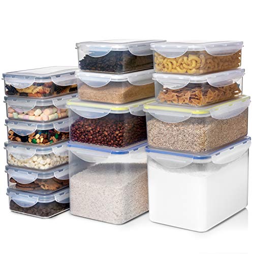 28 Pc [Set of 14] Airtight Food Storage Containers- Plastic BPA Free Kitchen Pantry Storage Containers for Sugar, Flour & Baking Supplies - Dishwasher Safe + 14 Measuring cups & Spoons + Labels + Pen - Thumbnail 6