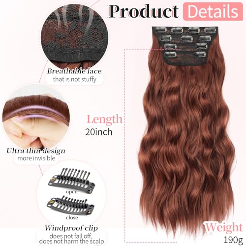 Image of KooKaStyle Wavy Thick Clip in Hair Extensions 24 inch Auburn