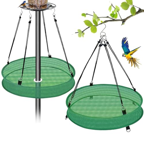 2Pcs Bird Seed Catcher Tray for Hanging Bird Feeder Platform, 20'' Birdseed Hoop for Hummingbird Feeders Bee Feeder, Outdoor Feeder Accessory(Upgraded Against Strong Winds)