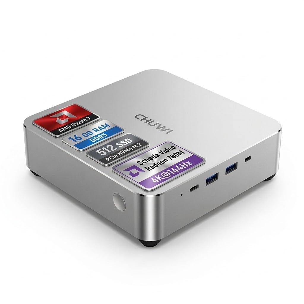 CHUWI AUBOX Mini PC AMD Ryzen™ 7 8745HS (8 core, 16 thread, fino a