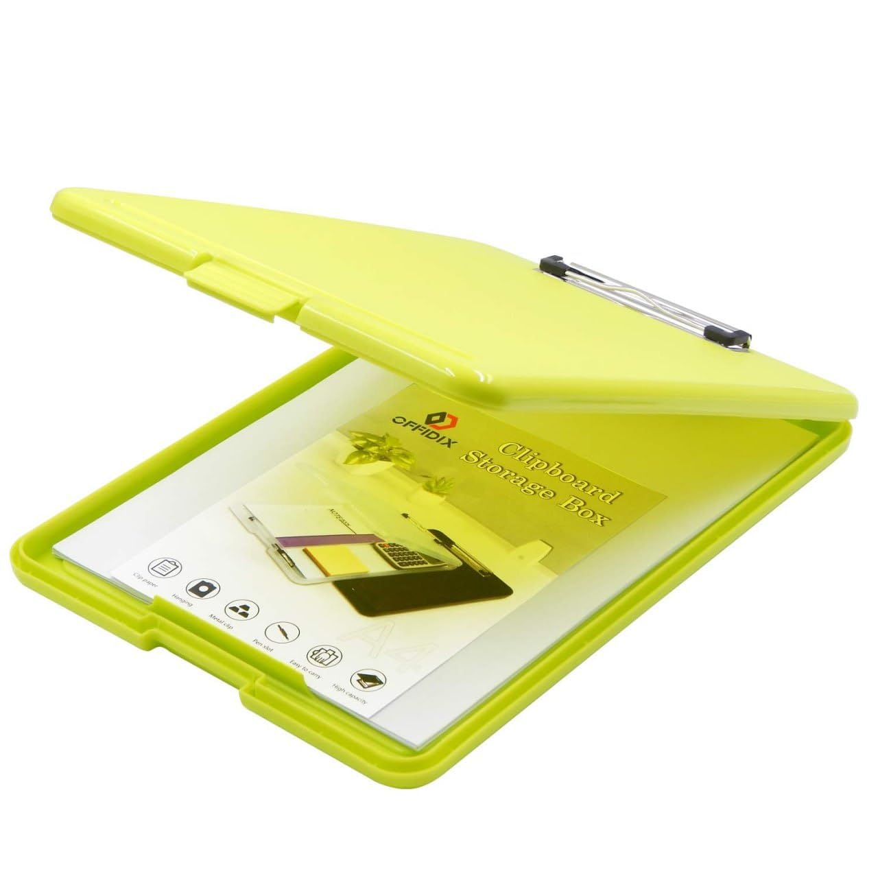 Clipboard Box File Storage Case, Plastic Document Storage with Exam Board, 8.5 x 12 inch, Multicolor