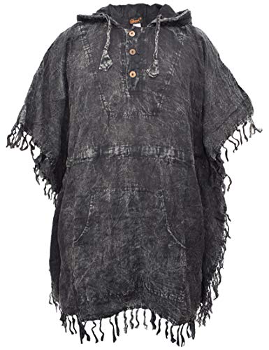 Gheri Mens Cotton Lightweight Kangaroo Pocket Hooded Festival Poncho3