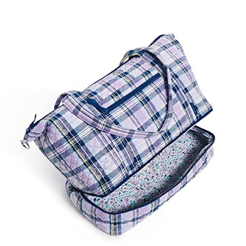 Vera Bradley Women's Cotton Deluxe Travel Tote Travel Bag, Amethyst Plaid - Recycled Cotton, One Size #TOP3