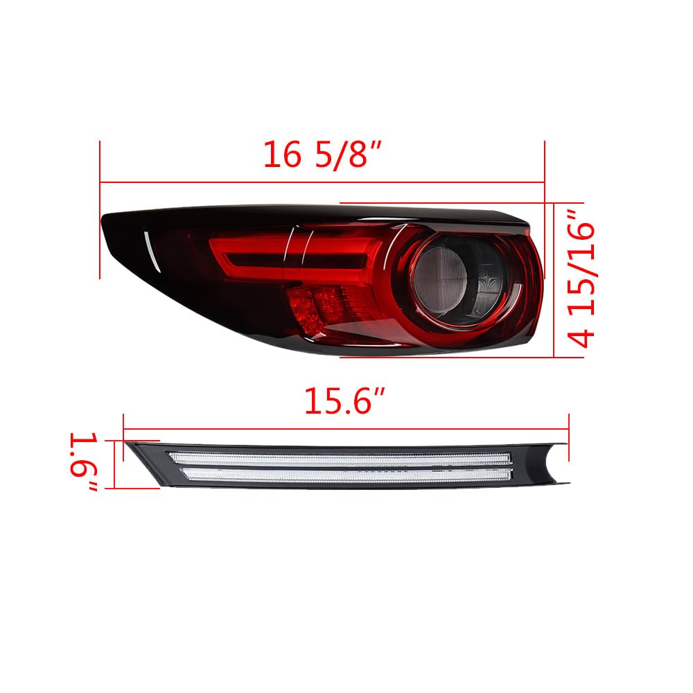Left Right LED+Halogen Tail Lamps KB8A51160F KB8A51150F + 2X Front LED DRL Sequential Turn Signal Daytime Running Lights KB8A50C21E KB8A50C11E Compatible for 2017-2021 Mazda CX5 CX-5 w/o Fog Light