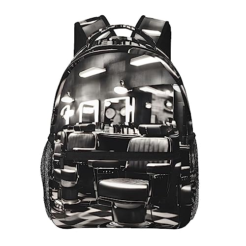 Sac à dos style barbier monochrome motif vagues taille unique mixte