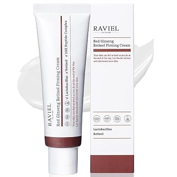 RAVIEL Red Ginseng Retinol Cream 0.002% | Anti-Wrinkle Moisturizer with 10X Peptide Complex | Boosts Elasticity, Strengthens Skin Barrier, Reduces Irritation, Enhances Skin Vitality 1.7 fl oz