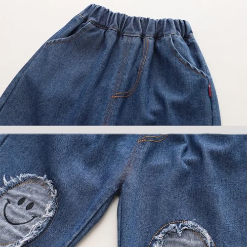 Bold N Elegant Cotton Kids Full Length Uptown Sweatshirt With 3D Smiley Patch And Jeans Party Dress Set For Infant Toddler Baby Boy's N Girls