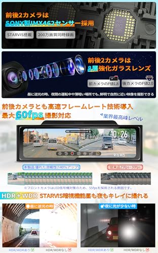 PORMIDOAUTO 11インチミラー型ドライブレコーダー PRD6X