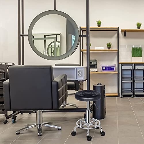 Foto von TactFire Rollhocker Arbeitshocker Drehhocker Höhenverstellbar 360° Drehbar Bürohocker Drehhocker für Büro Salon Massage Spa (1, Schwarz1)