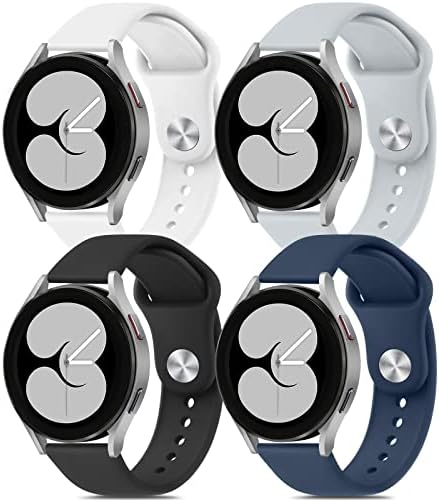 4 PACK Bands for Samsung Galaxy Watch 4 Band 40mm 44mm, Galaxy Watch 4 Classic 42mm 46mm, 20mm Soft Silicone Sport Strap Replacement Wristbands for Samsung Watch 4 Bands Women Men