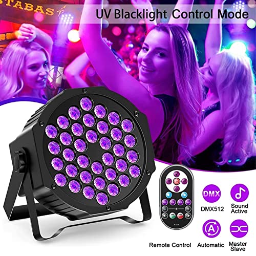 Image of 36LED Black Lights, U`King 72W UV Stage Lights Blacklight with Glow in The Dark Party Supplies by DMX Remote Control for Halloween Stage Lighting (1 Pack)