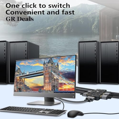 Image of 4-Port USB 2.0 KVM VGA Switch Box Switcher, Small PC Switcher, 4 Port, Computer Switcher for Keyboard and Mouse, USB Mouse /Keyboard, Monitor Controls 4 Computers with Only 1 Set. BLACK.