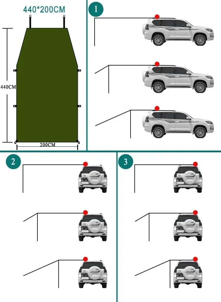 Toldo Caravana,Toldo Furgoneta Camper Tienda de campaña familiar for automóvil, SUV, techo lateral, refugio solar, toldo for coche, camión, parasol, anti-UV, impermeable, toldo for coche a prueba de l