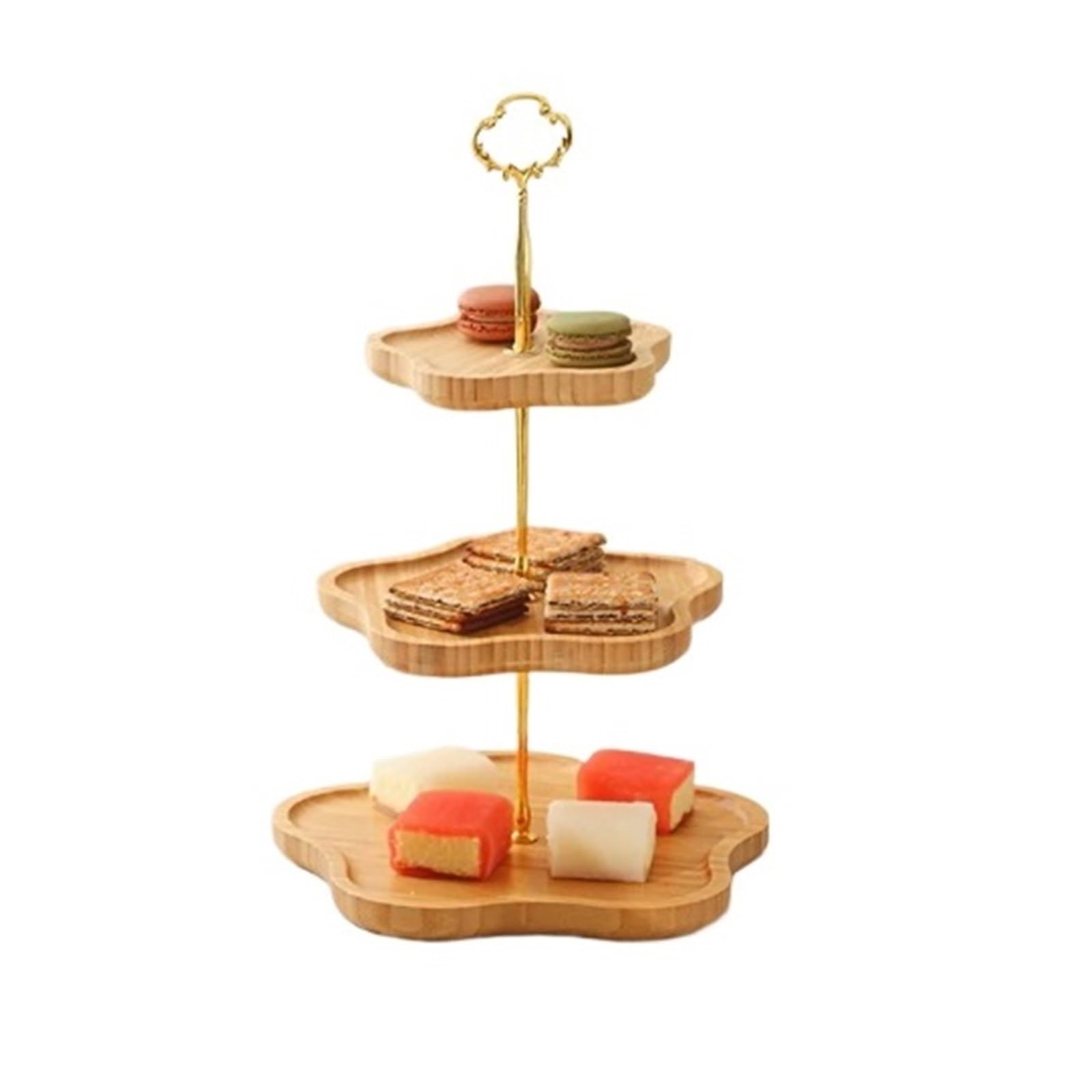 Hhaoran-9868 Tiered Serving Tray Two-tier Wooden Fruit Platter, Pastry Stand, Candy And Snack Tray, Multi-tier Cake Cupcake Stand(Large)