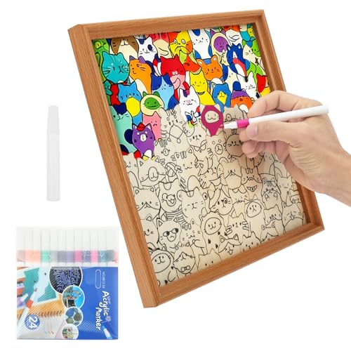 Puzzle para gatos, rompecabezas de madera, juguete educativo, rompecabezas de madera con marco de fotos y lápiz, regalo para los amantes de los gatos, estantería de casa, familia, amigos, interior