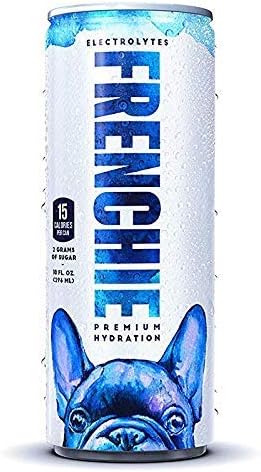 Frenchie Sparkling Water Premium Hydration Drink with Electrolytes (10 Oz Cans, 24 Pack) All Natural, No Preservatives, Low-Sugar - Contain Potassium to Refuel and Rehydrate - Natural Citrus Flavor