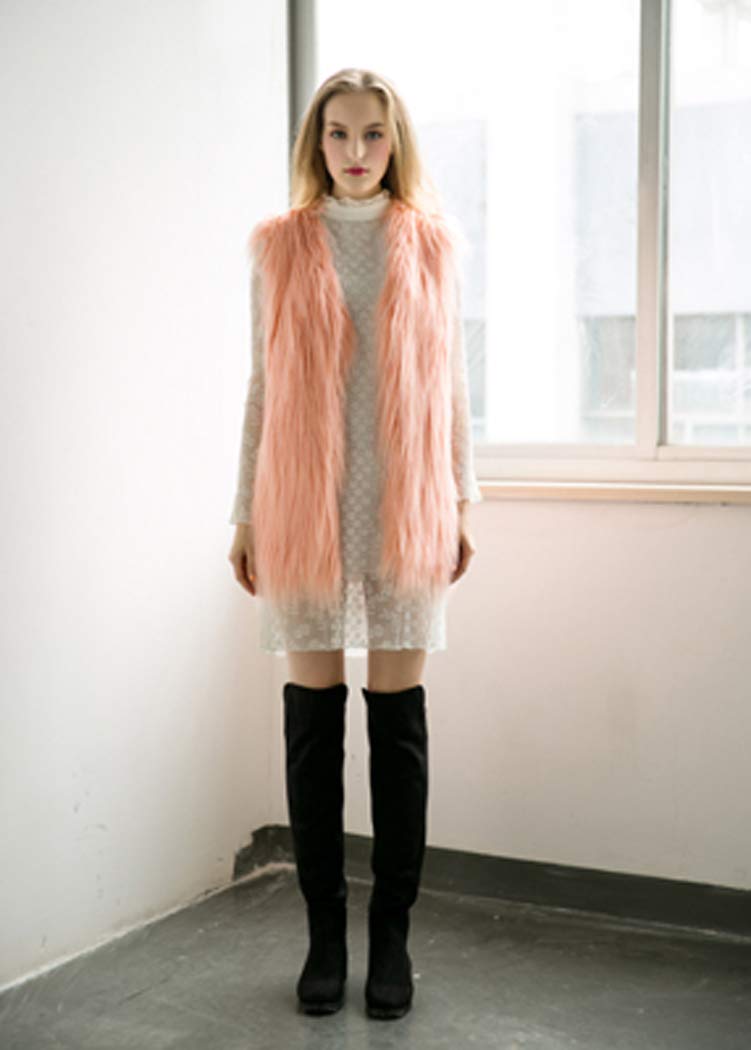 Gilet lungo da donna senza maniche – Gilet trapuntato in pile Teddy – Giacca in pelliccia pelliccia sintetica – Giacca invernale da donna lunga elegante giacca trapuntata cardigan finta pelliccia