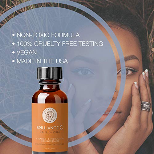 Vitamin C Serum Dark Spot Corrector For Face, With Hyaluronic Acid And Vitamin E - Brightening Dark Spot Corrector Serum By Pure Body Naturals #TOP2