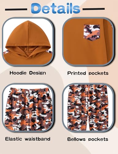 Image of mksodopy Boys Clothes Long Sleeve Hoodie and camouflage cargo pants Boy Outfits for 6-16 Years