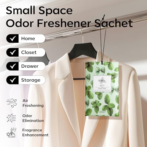 Image of MYARO 20 Pack Peppermint Scented Sachets for Drawer Closet & Car - Mint Air Freshener Bags for Small Space, Storage Bag, Trash Cans Home Fragrance