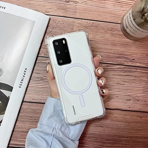Huawei P40 Pro ケース Magsafe充電器対応 全透明 ケース クリアケース 米軍MIL規格取得 ハイブリット TPUバンパー PCマイクロドット加工 耐衝撃 ワイヤレス充電対応 黄色とすり傷防止 Huawei P40 Pro ケース