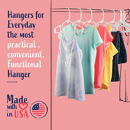 Premium Children's Hangers, Very Durable Heavy Duty Tubular Hangers, Made in The USA to Last a Lifetime! Designed to Fit for Children and Babies Value Pack of 30 - White