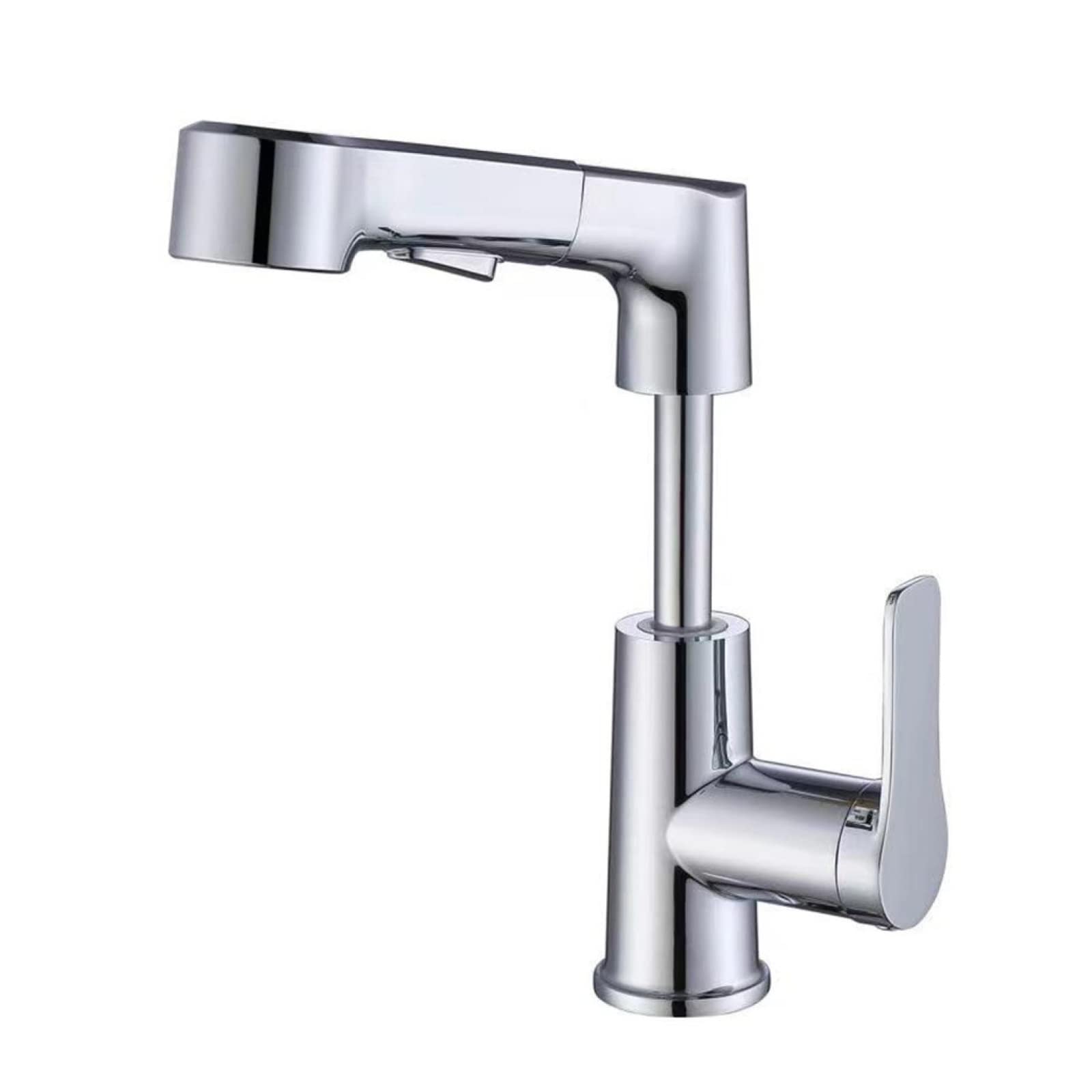 Robinet de lavabo monotrou noir brillant avec douchette mécanique Premium