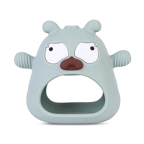 Juguetes de dentición para bebés de 0 a 6 a 12 meses, mordedor para bebés que nunca se caen para aliviar la dentición, manoplas de mano de silicona