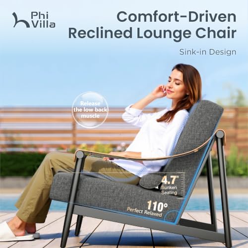 Image of PHI VILLA Modern Outdoor Sofa with Extra Thick 6.3 inch Cushion,Deep & Wide Seat Patio Couch for Deck Front Porch Backyard