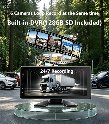 Image of 5 Split Rader Sensor Touchable 128GB Large Alarm Screen 1080P Backup Camera 10.36-Inch Monitor & Built-in DVR Video for RV Truck Trailer Rear Side Front Reversing View Wired System Image Waterproof