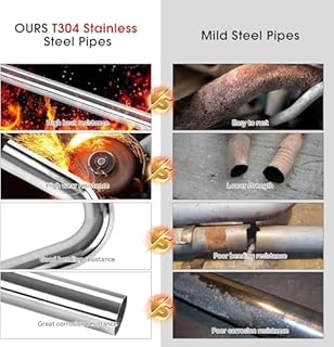 Richeer 2.5 inch O.D. T304 Stainless Steel DIY Custom Exhaust Tubing Mandrel Bend Exhaust Pipe Straight & U-bend Kit (Set of 8) Polished Surface, Universal Fit