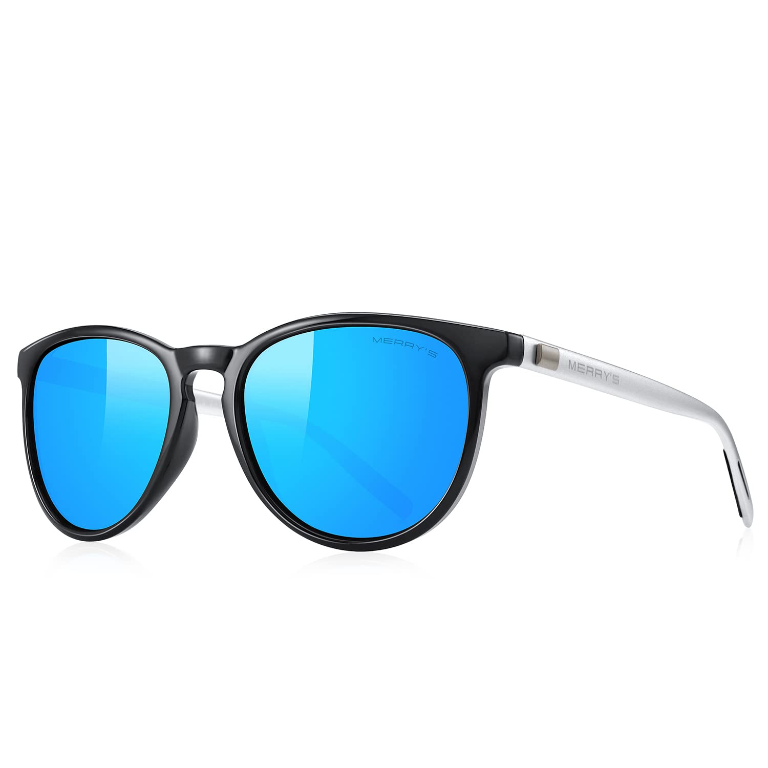 MERRY'S Polarized Sunglasses for Women Men Vintage Retro Classic Round Frame Aluminum Legs S8288